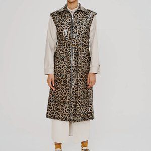 Noize glossy vegan cheetah print long vest M